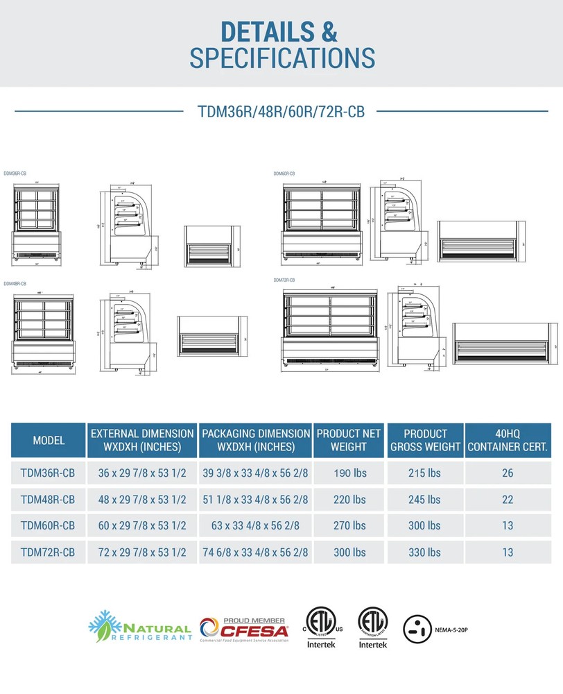 Chef AAA - 72" Curved Glass Bakery Case