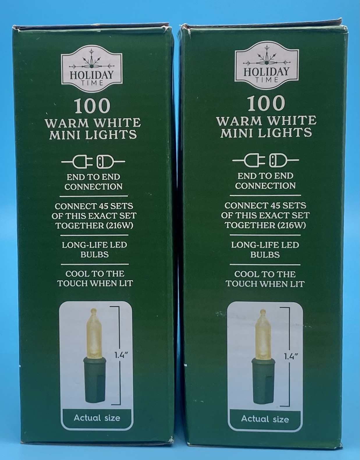 2 Packs NEW Holiday Time Clear LED 100 Mini Lights Green Wire 200 Total Lights