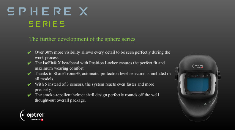 Optrel 1006.980 Sphere X CLT Black Welding Helmet with Variable Shade 2/5-12
