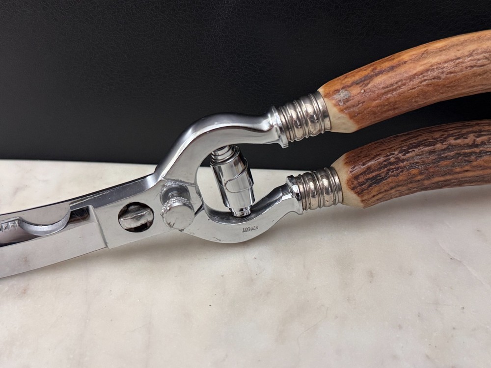 Custom German Stainless Kitchen Poultry Shears Stag Handle, Fork Tip, Take-Apart