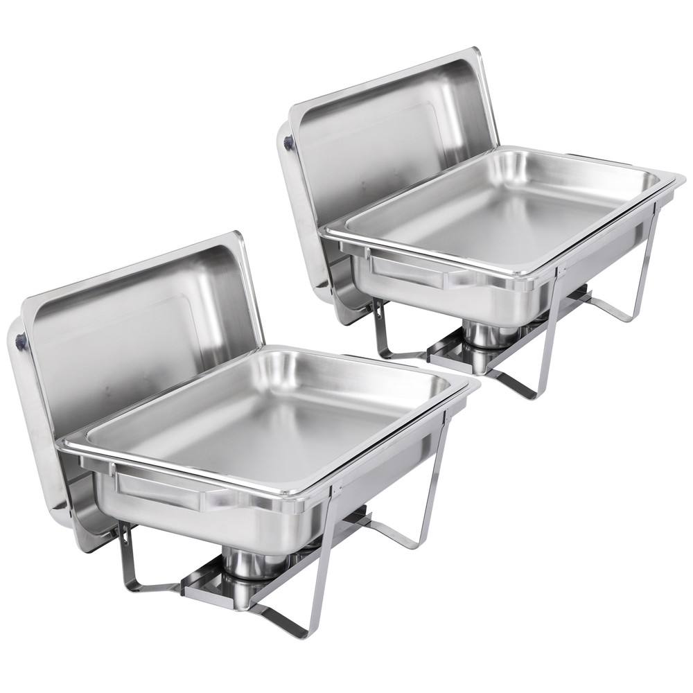 8Pack 8 Quart Stainless Steel Rectangular Chafing Dish Full Size Buffet Catering