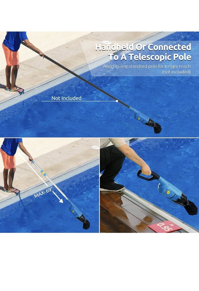 EFURDEN Pool Vacuum for Above Ground Pool, Cordless Handheld Rechargeable.