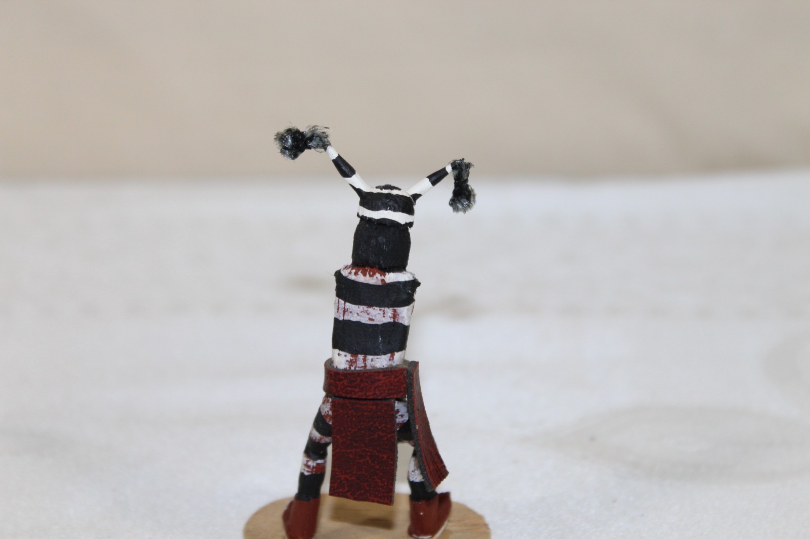 Vintage Hopi Pueblo 3.25" Kachina Doll Hopi Clown Koshare Signed Missing Arms