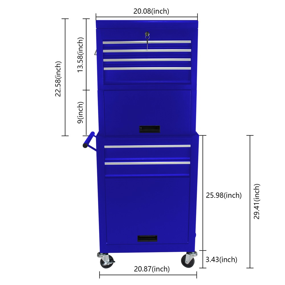Heavy-Duty 6-Drawer Rolling Tool Chest with Wheels – Blue Storage Solution