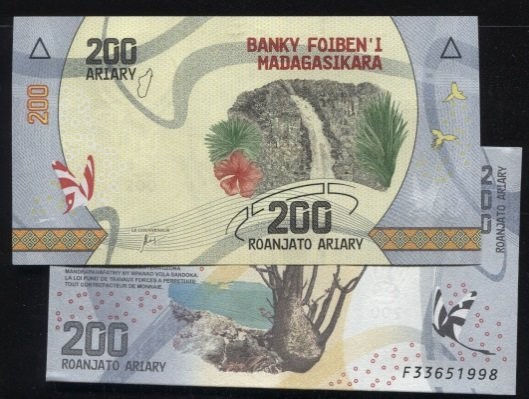 MADAGASCAR  P98 , 200-ARI , 2017 ,UNC