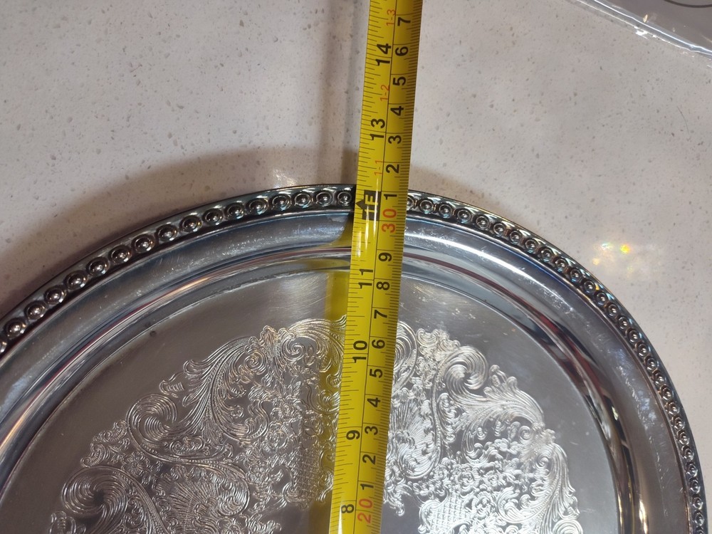 International Silver Co Silverplate Round 12" Serving Tray / Platter