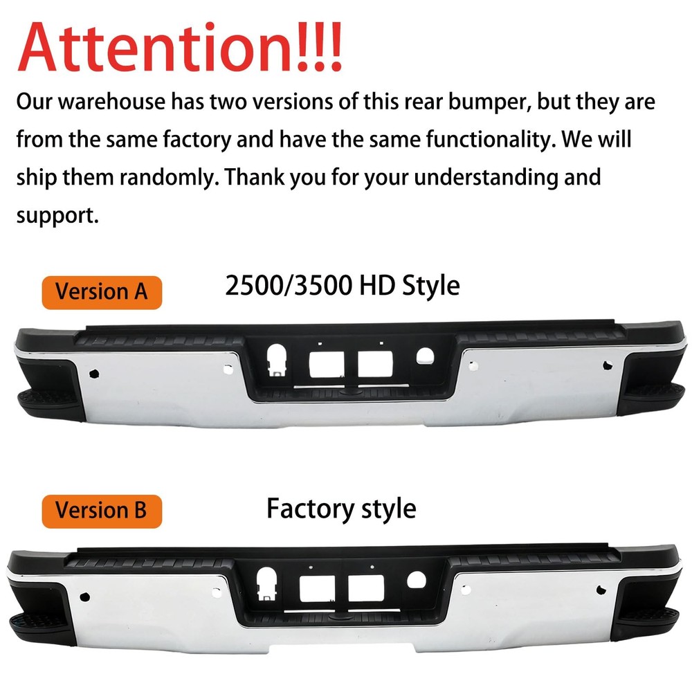 Rear Step Bumper Assembly Compatible with 2014-2018 Chevy Silverado 1500