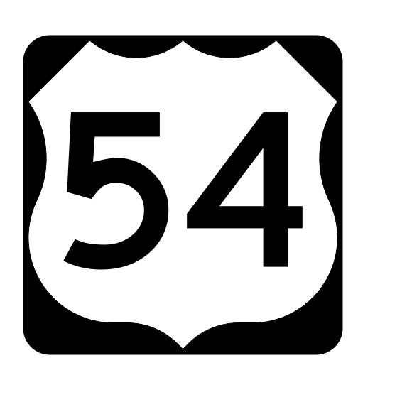 US Route 54 Sticker Decal