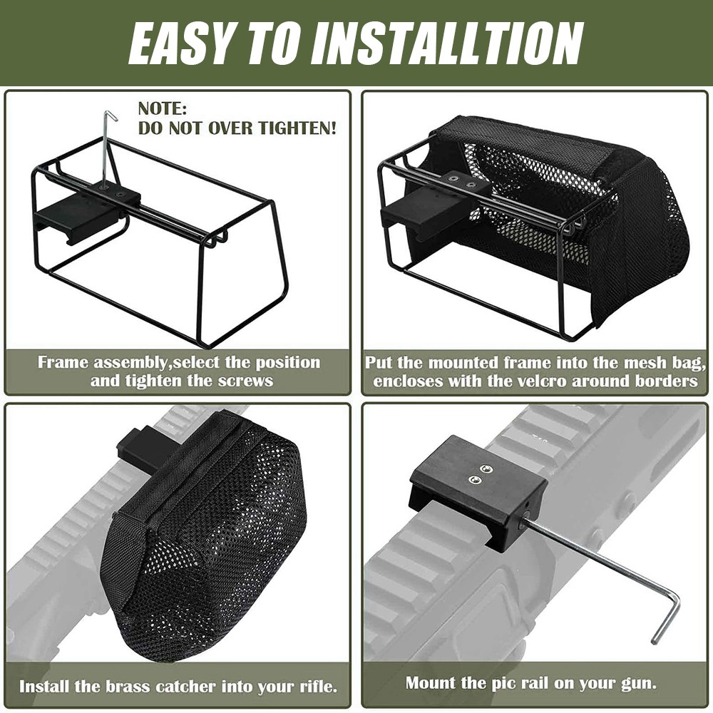 Shell Catcher,Heat Resistant Brass Catcher with Zipper Bottom and Picatinny
