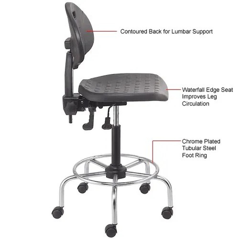 Interion? 4-Way Black Adjustable Shop Stool With Chrome Base