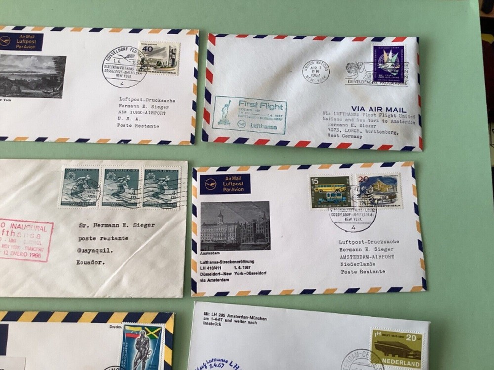 Airmail flight cover mixed world 9 items Ref A1477