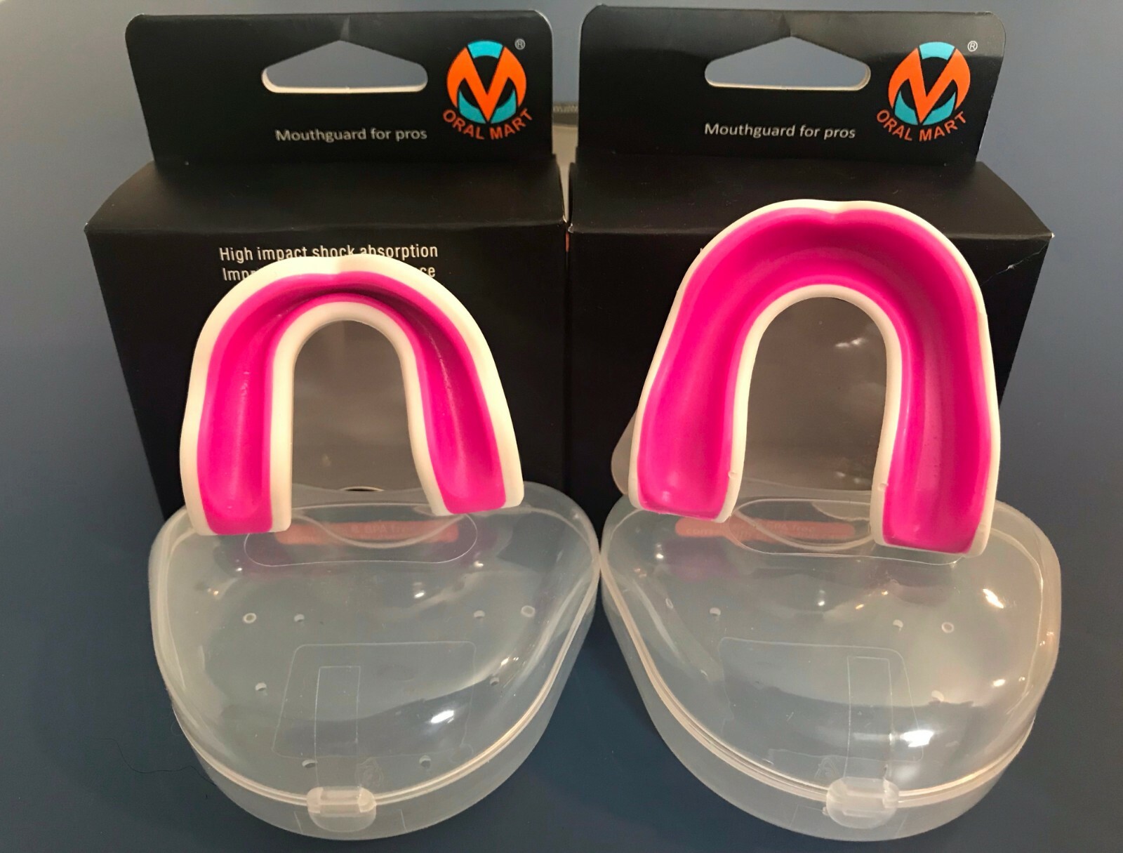 Oral Mart Lacrosse Hockey Karate Mouth Guard For Kids Girls (White/Pink)