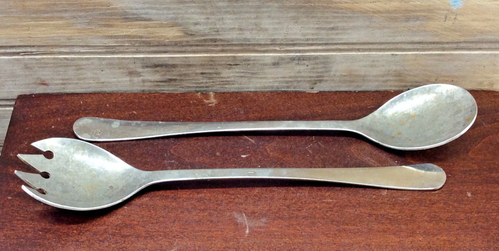 Vintage Silverplated Serving Salad Fork & Spoon Utensils Italy