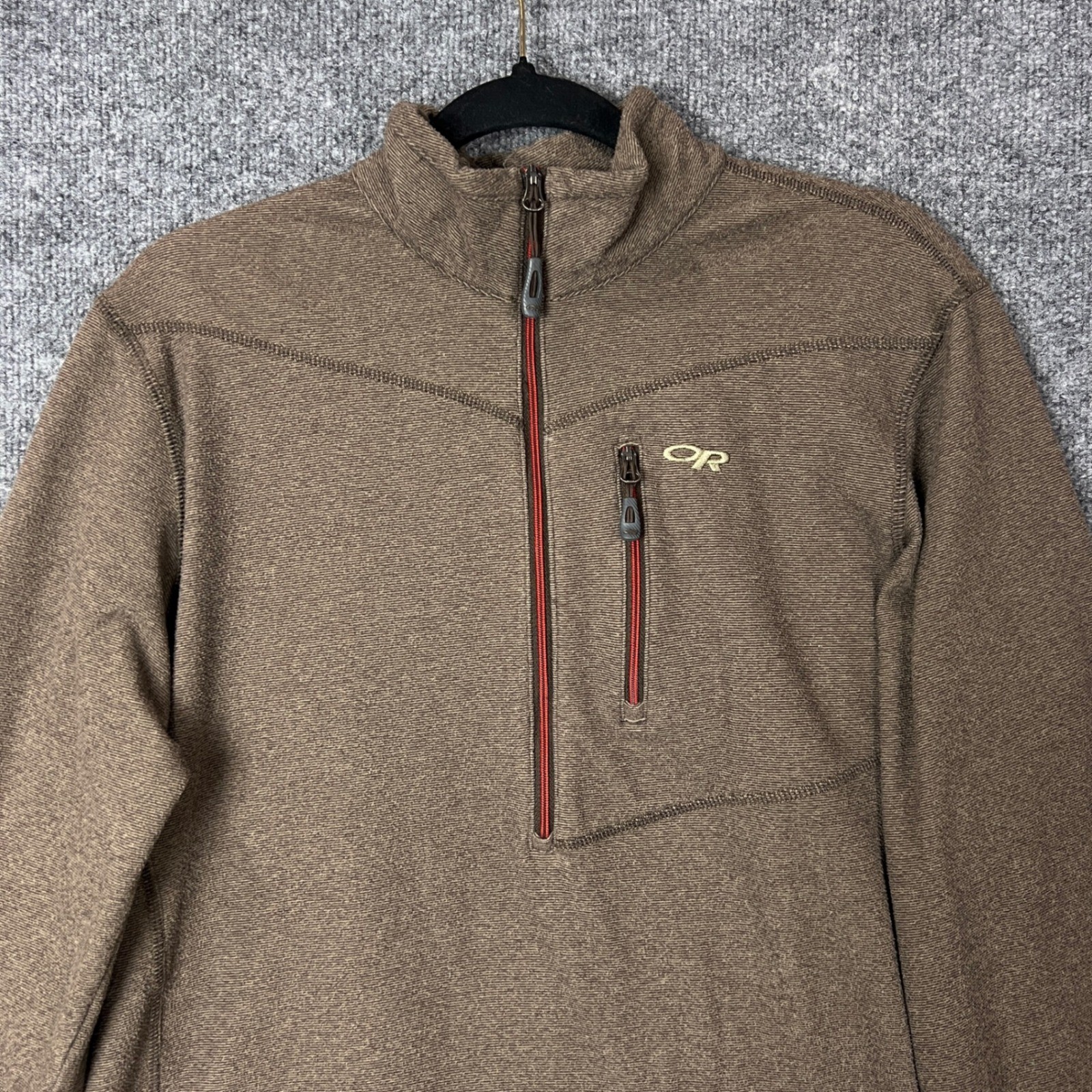 Outdoor Research Quarter Zip Fleece Pullover Men's L G Brown Long Sleeve