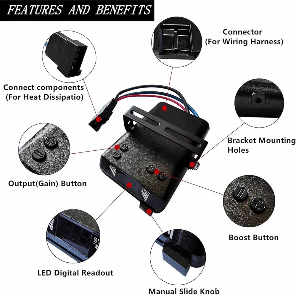 Universal Trailer Brake Controller, Ramping Power & Easy Connection
