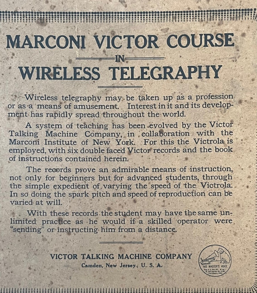 Victor Talking Machine Records Marconi Wireless Telegraphy Course Morse Code RCA