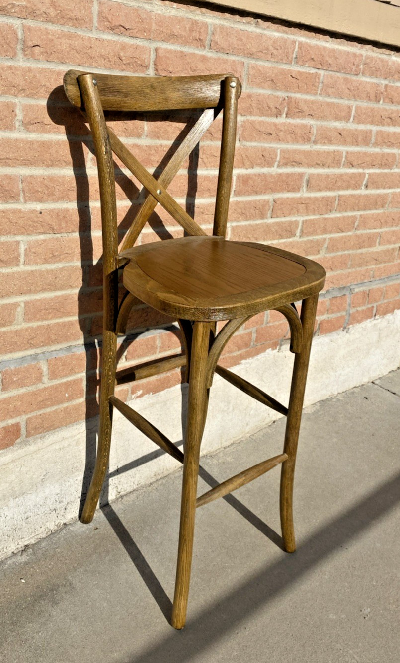Bistro Style Cross Back Espresso Wood Restaurant Barstool