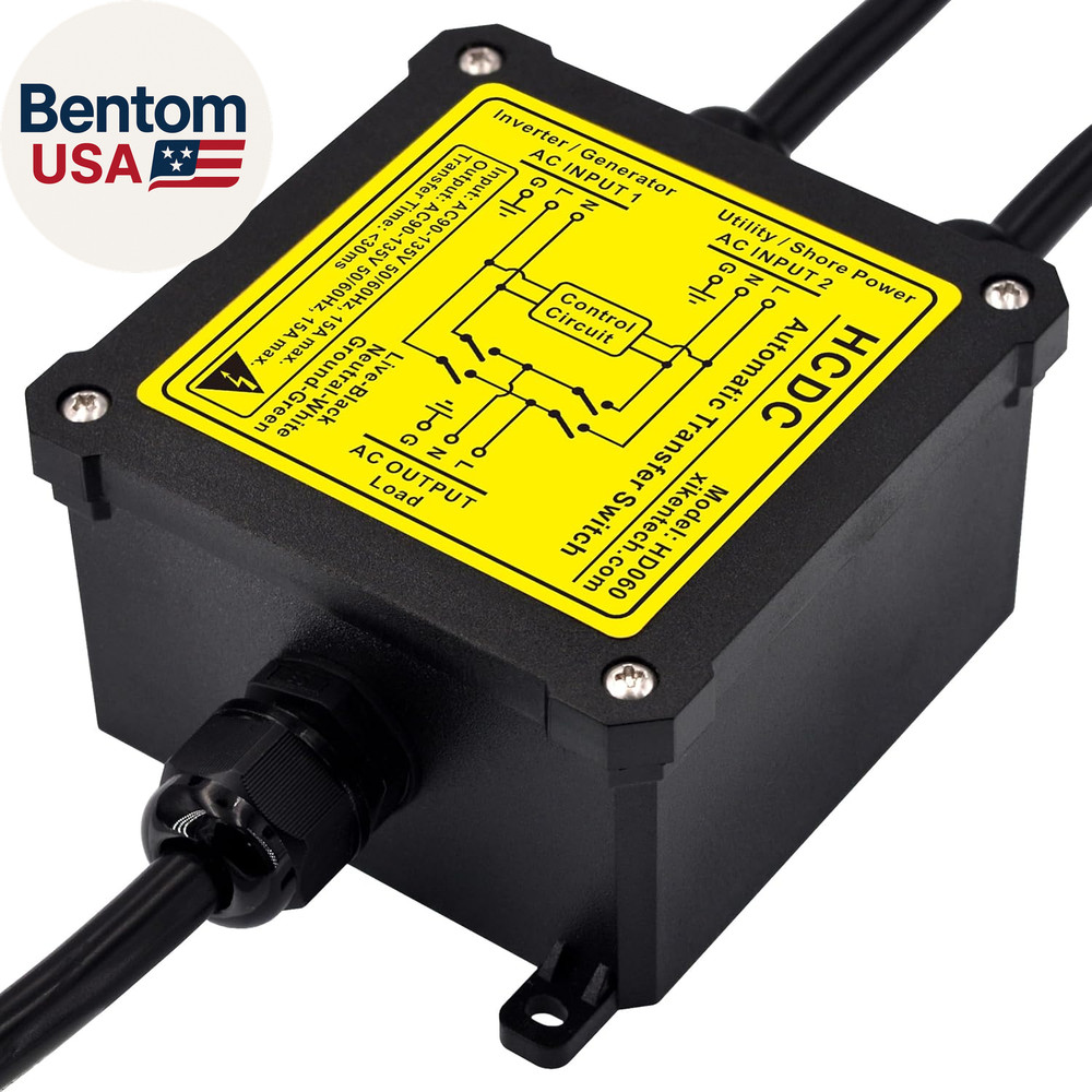 AC120V 15Amp Automatic Transfer Switch, ATS Auto Transfer Switch (Core Wires + N