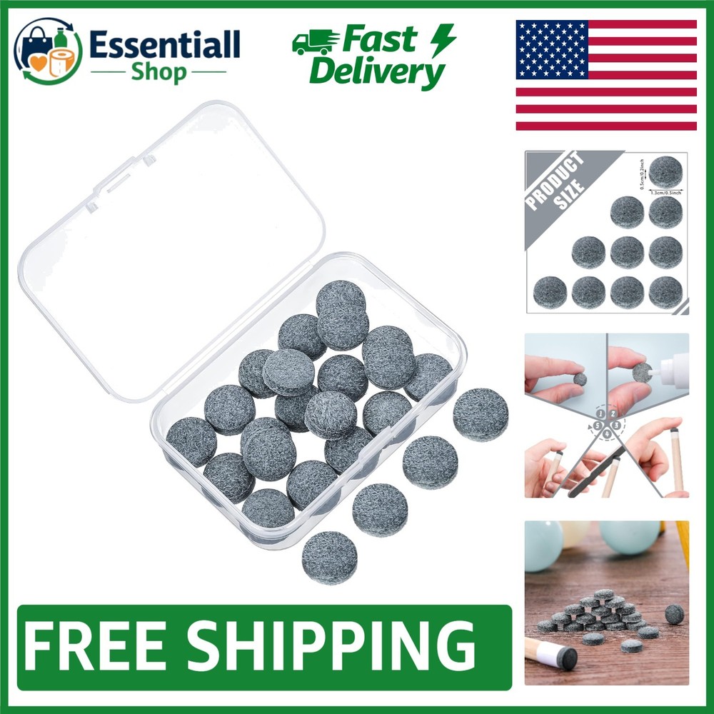 Billiard Cue Tips Replacement Set - 20 Tips with Easy-Store Box for All Players