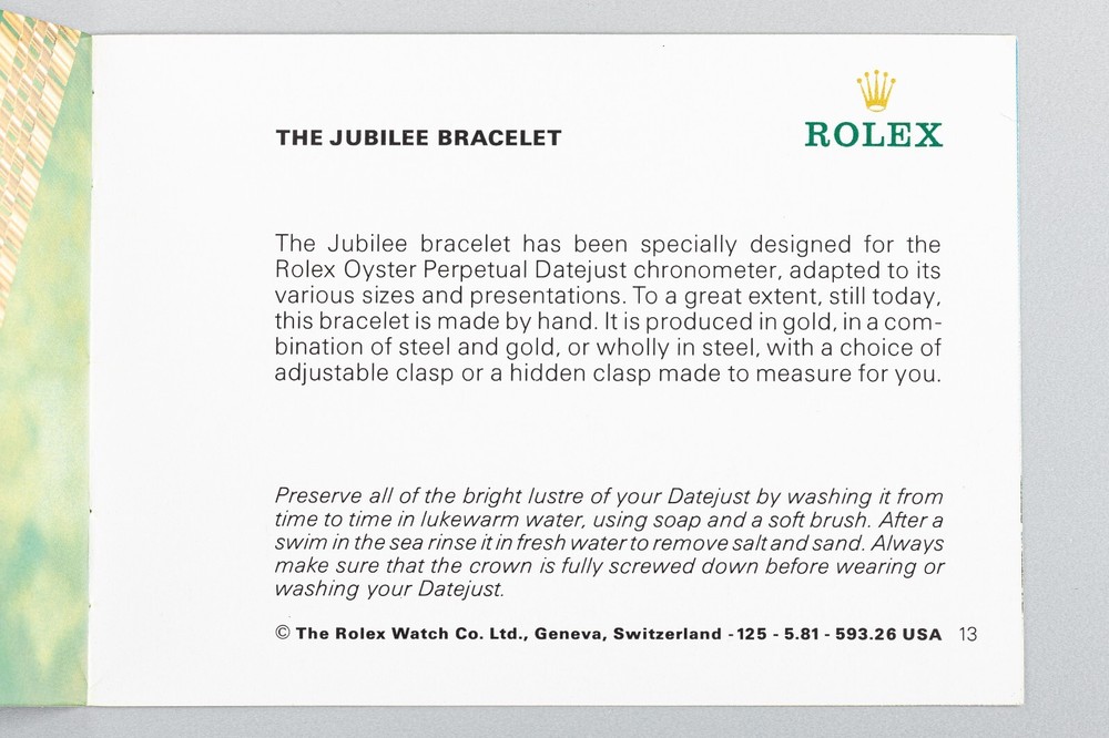 Original Rolex Datejust English Booklet Dated 1981! Ref. 593.26