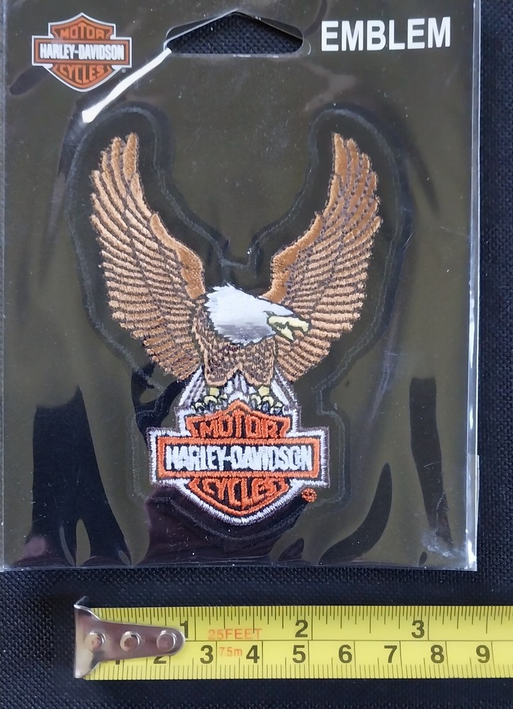 HARLEY DAVIDSON BAR & SHIELD UPWING BROWN EAGLE CLOTH PATCH EMBLEM SEW ON