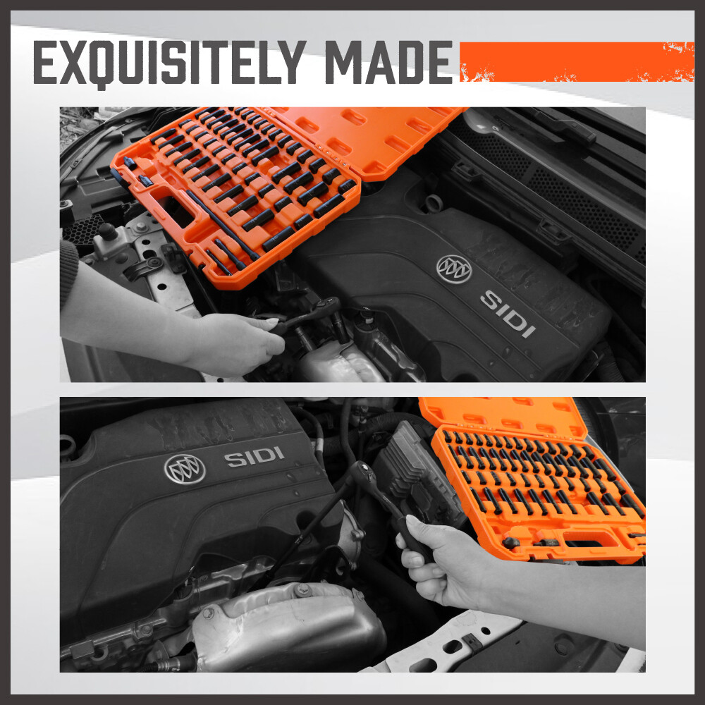 56Pcs 1/4" Drive Impact Deep Socket Set Extension Bar Universal Joint SAE Metric