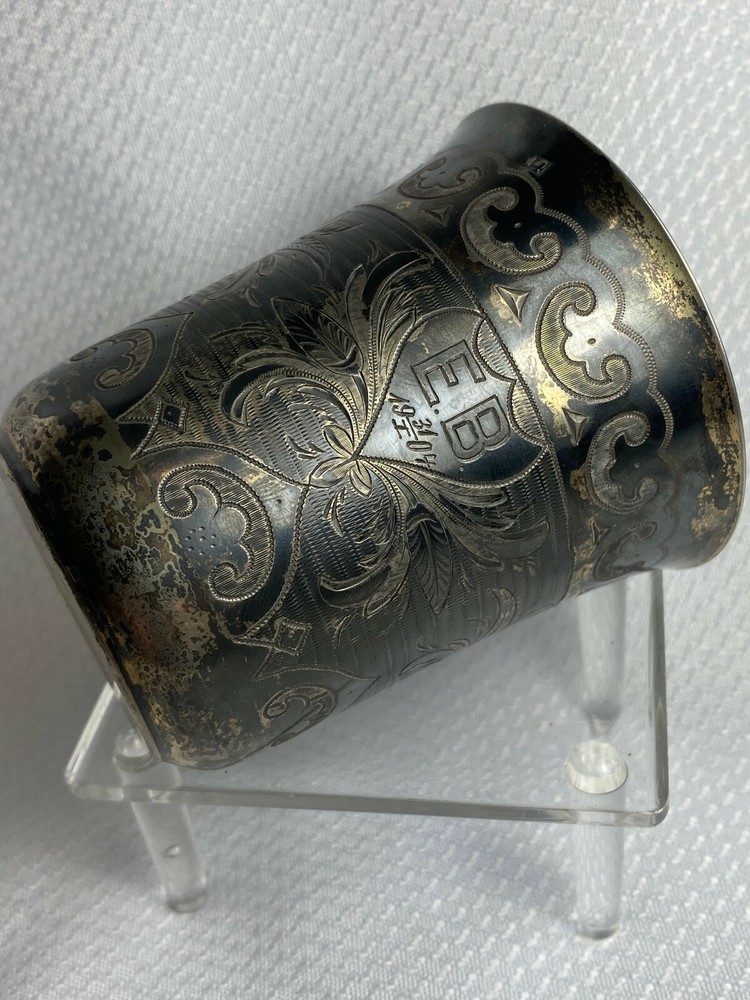 1872 Russian Cup 84 Silver Stamp Hallmarked Monogrammed EB & Dated 1904