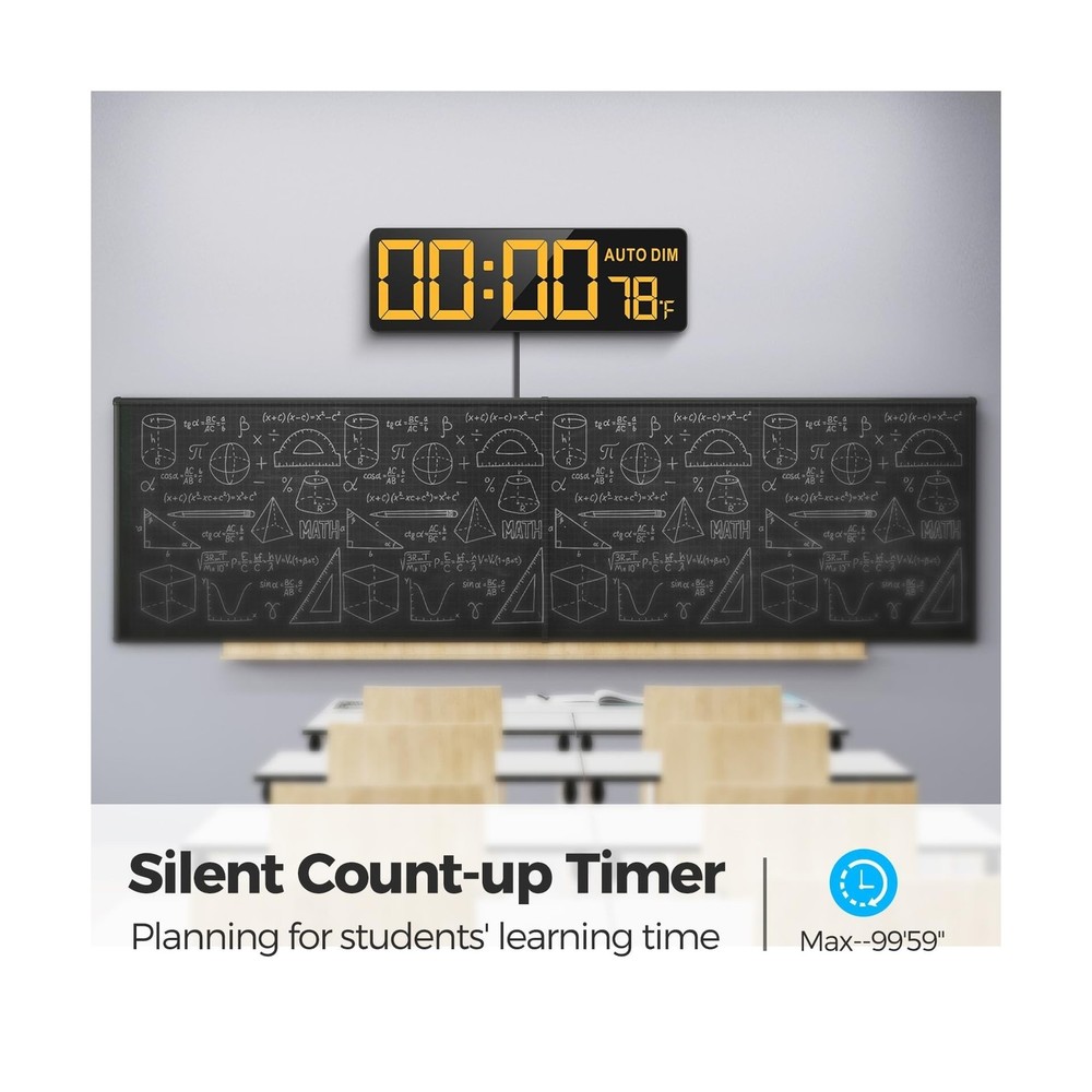 REACHER 16.5" Large Digital Wall Timer Clock with Countdown Timer, Auto Dimme...