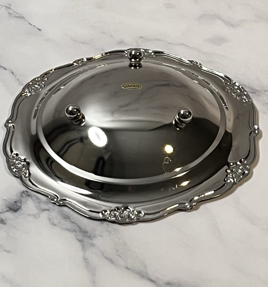Japan Silver Silver Plated Pearlized Candy Dish 7 x 1.5”