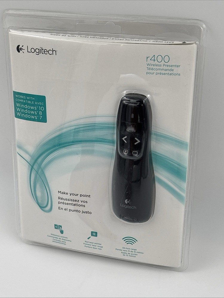 NEW SEALED Logitech R400 Wireless Presenter Red Laser Pointer Clicker Windows PC