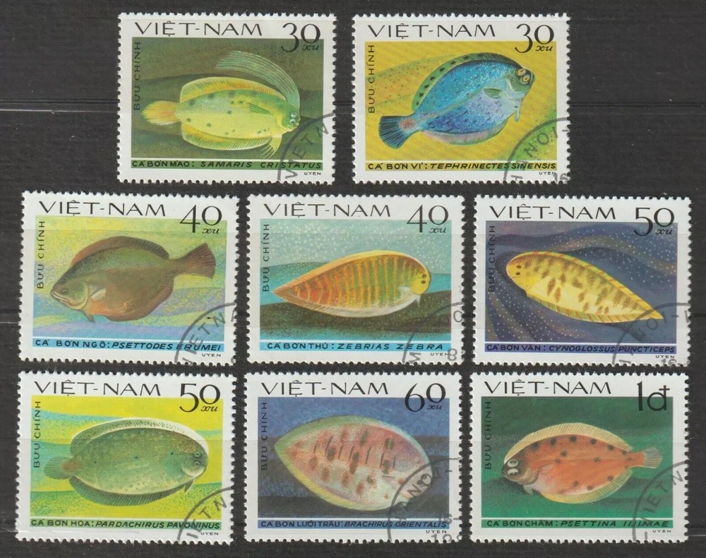 Vietnam, #1235-42 Fish 1982 complete set, 8v, CTO