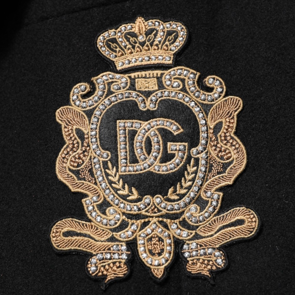 DOLCE & GABBANA Jacket Black Heraldic Patch Single Breasted Blazer IT50/US40/L
