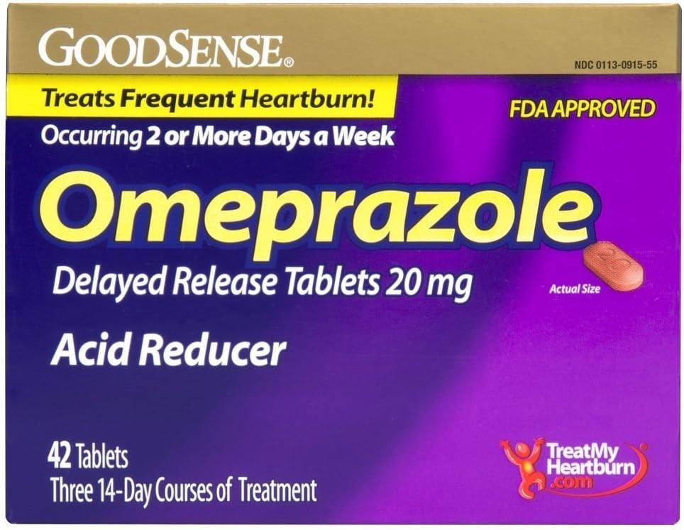 GoodSense Omeprazole Delayed Release Tablets 20 mg, 42 Pieces, Exp 07/2026