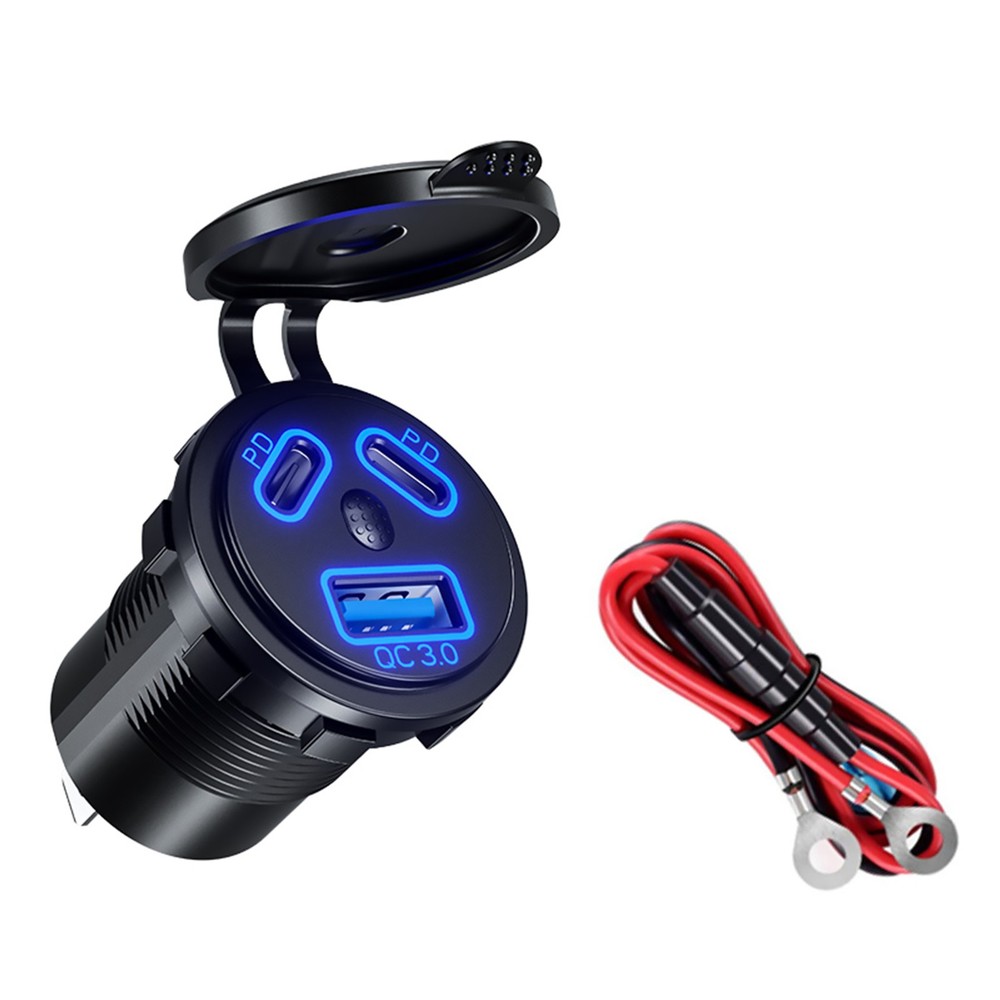 1Pack Dual PD+QC 3.0 USB Port Car Cigarette Lighter Socket Plug LED Indicator