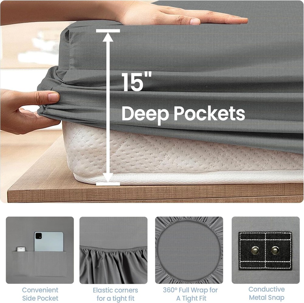 Grounding Sheets - Queen Size - 400 Thread Count Deep Pocket Bed Sheets