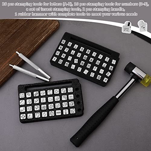 71 PCS Leather Stamping Tool Set - 68 Letters, Numbers & Patterns, 2 Punch Tools