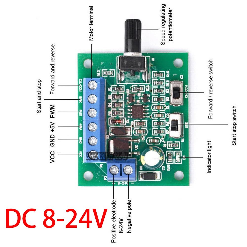 2X BLDC Brushless DC Motor Speed Controller Adjustable DC12V/24V Speed Regulator