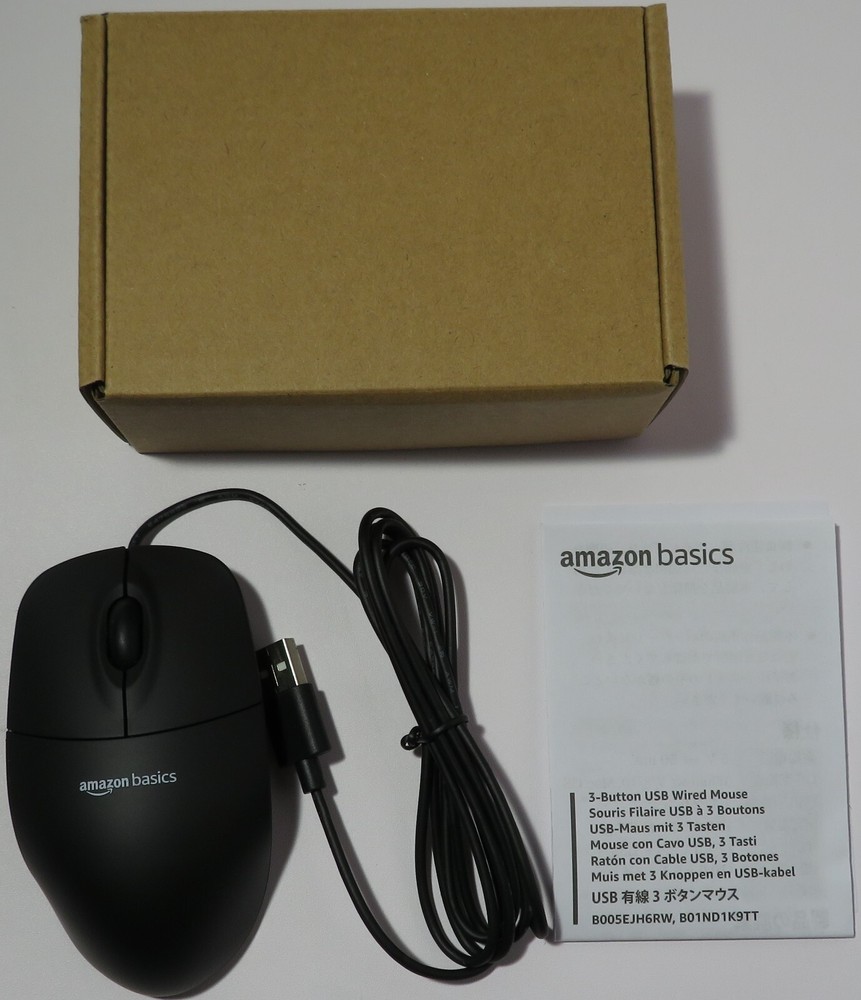 NEW In BoxAmazon Basics 3-Button Wired USB Computer Mouse, Single Black