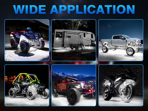 12 Pods Pure White LED Rock Lights, Waterproof Underglow Under Car Truck Lights