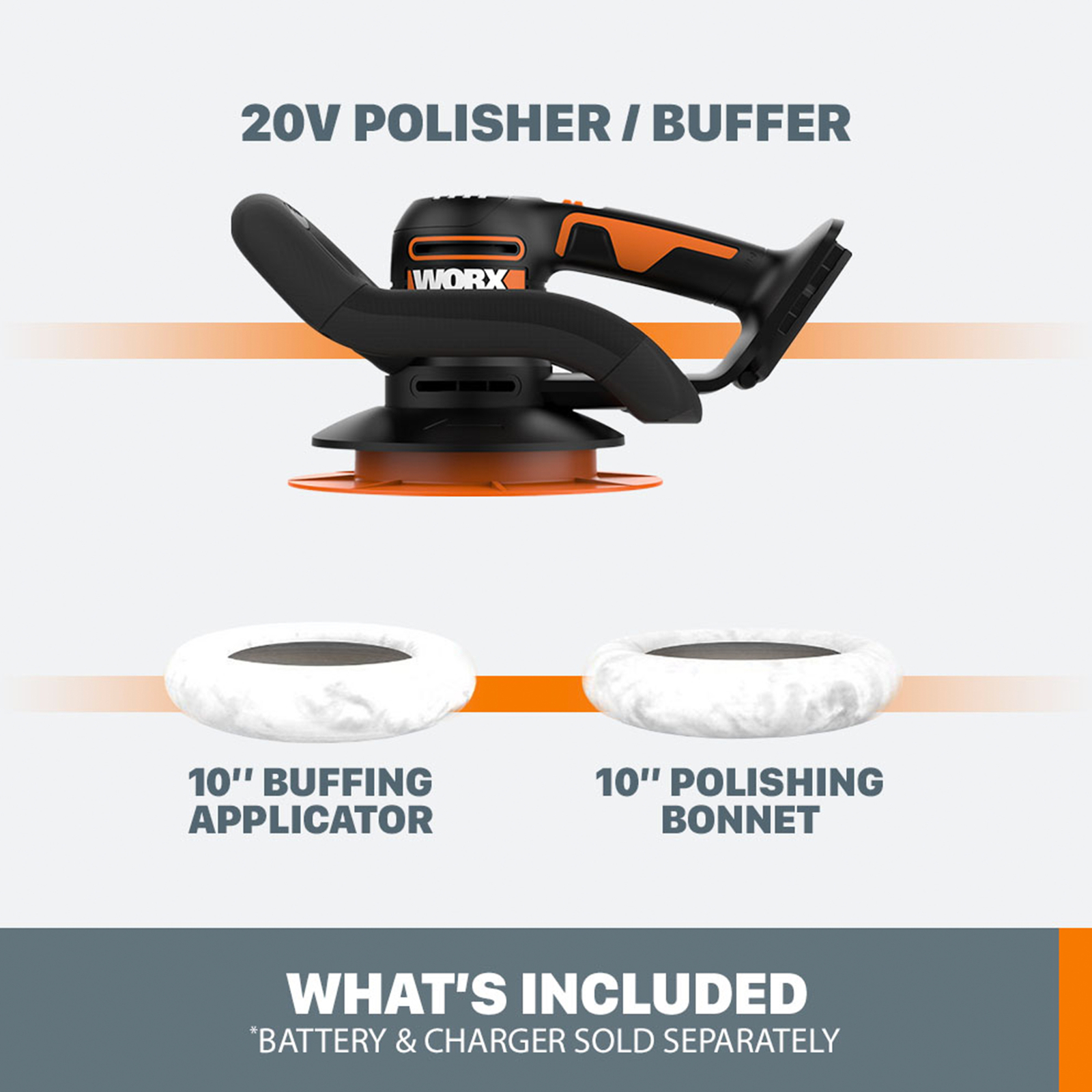WX856L.9 Worx 20V Cordless Powershare 10" Polisher / Buffer - No Battery/Charger