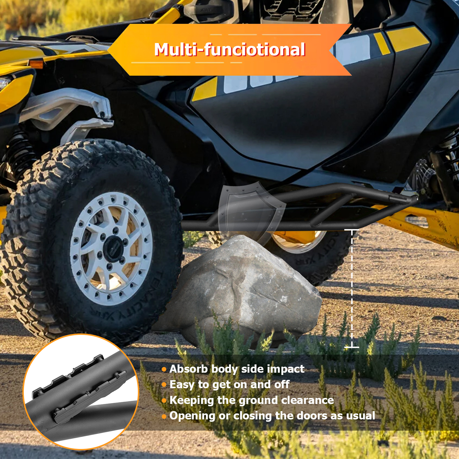 WEISEN UTV Nerf Bars Rock Sliders Rocker Guards for Can Am Maverick R 2024+