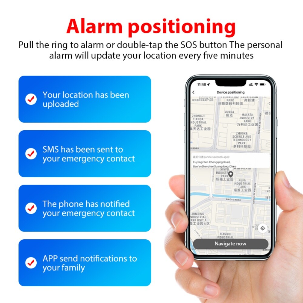 Smart Personal Alarm With Keychain and Flashlight - Tuya