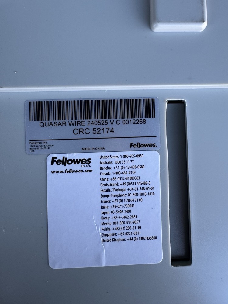 Fellowes Quasar Wire Binding Machine Model CRC 52174