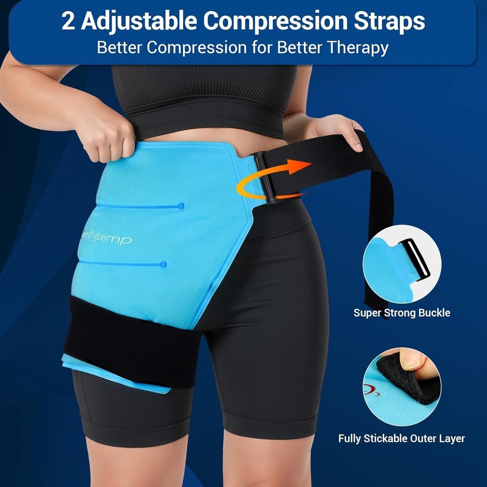 Hip Ice Pack Wrap for Sciatica, Hip Replacement Kit, Reusable Gel Ice Pack fo...