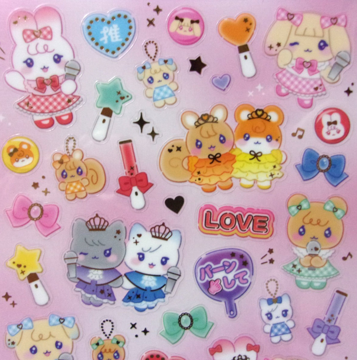 GAIA Topping Lab Animal Idol PET Sticker Sheet Made in Japan Rabbit Bear