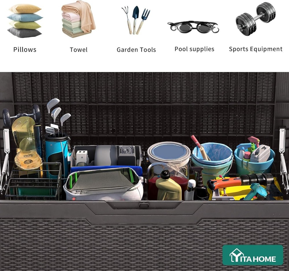 Spacious 100 Gallon Deck Box with Waterproof Design - Extra Seating Included