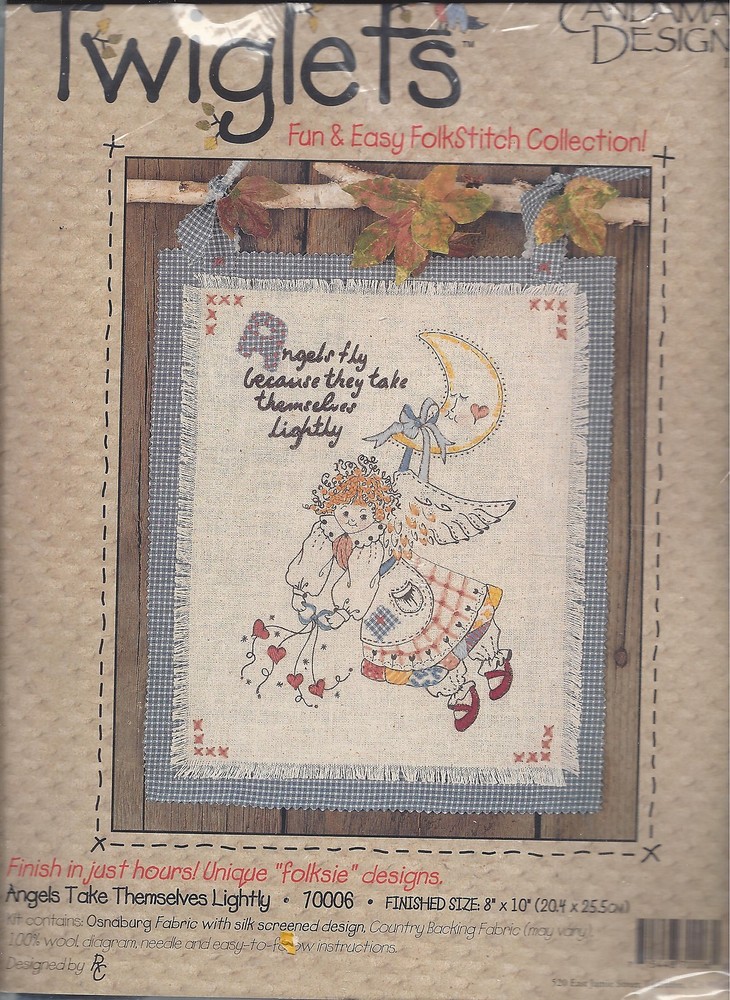 ANGELS TAKE THEMSELVES LIGHTLY - FOLKSTITCH KIT ~ TWIGLETS BY CANDAMAR DESIGNS