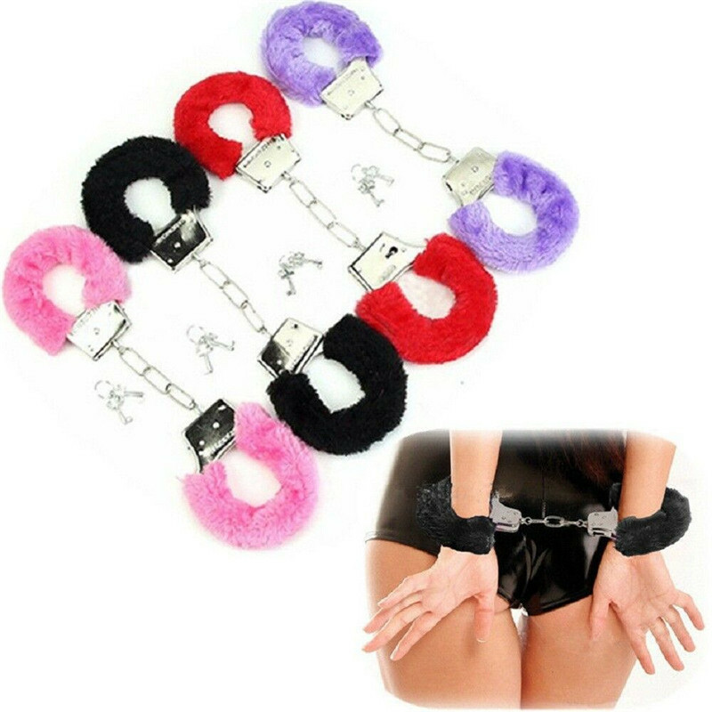 Furry Fuzzy Costume Handcuffs Metal Wrist Cuffs Soft Bachelorette Hen Party BSUS