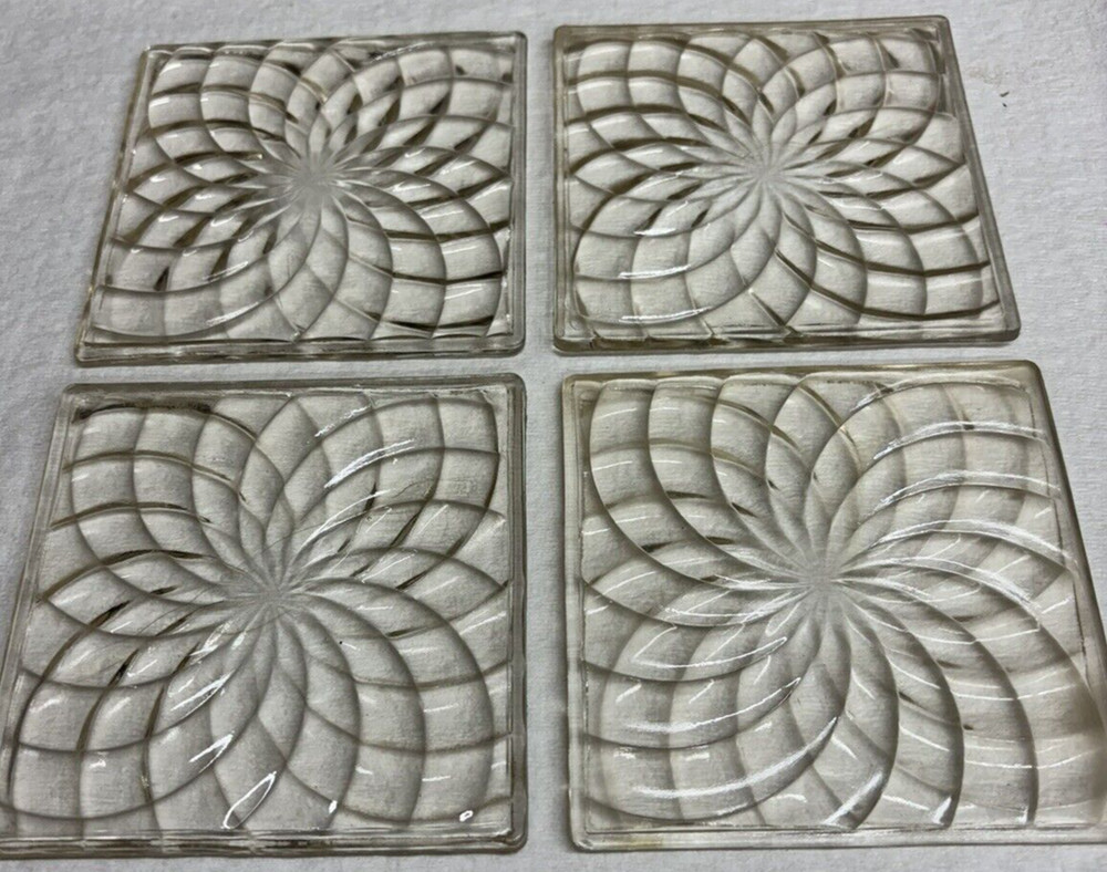 Frank Lloyd Wright-Style Antique Prism Tiles 4x4LightDiffusing Spiralite Flower