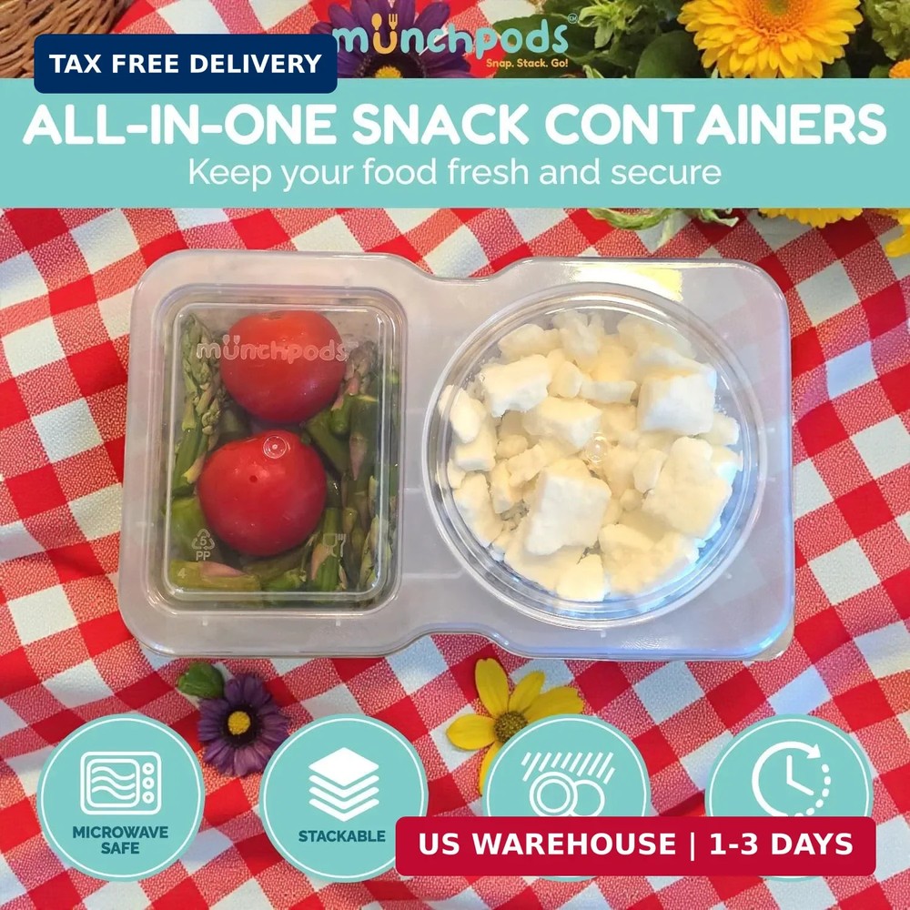 Reusable Snack Containers with Lids 20 Pack (40 Pieces) Portion control, Snack P